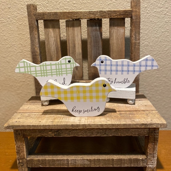 Bird Decor For Tier Trays, Bird Tabletop Wood Signs Set Of 3, Shelf Bird Decor - Picture 1 of 16
